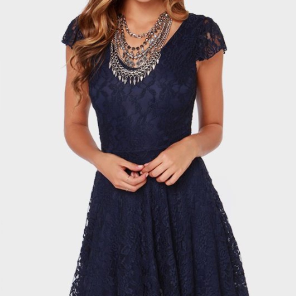 Navy Lace Dress from Lulu's
